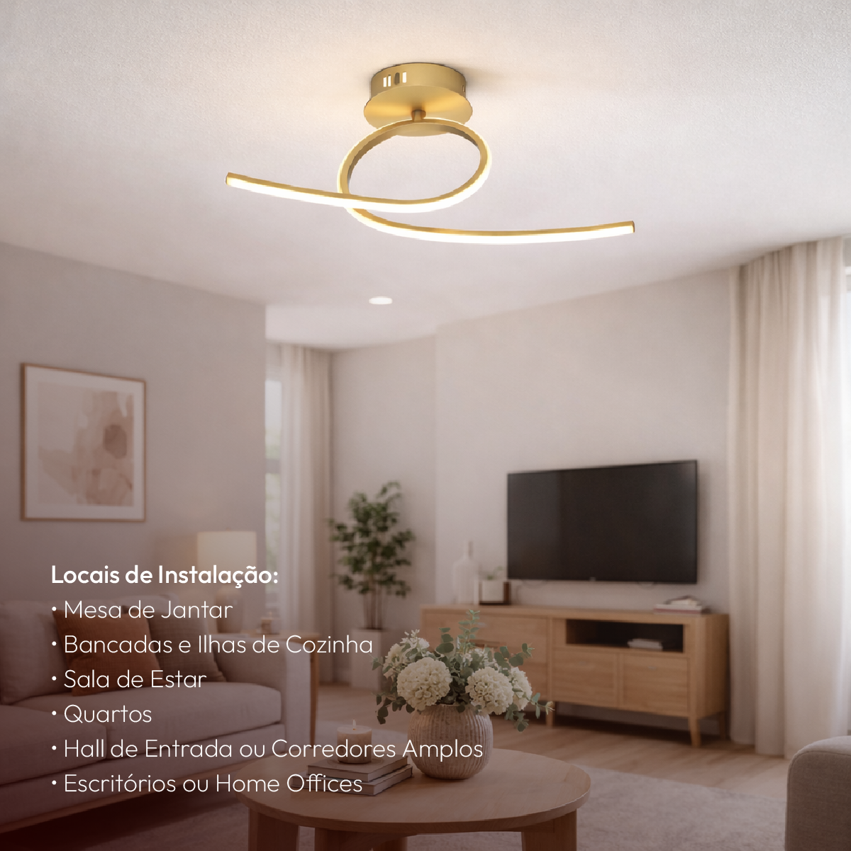 Pendente Led Plafon Eva 18w 3000k/6500k Dourado Bivolt Avant