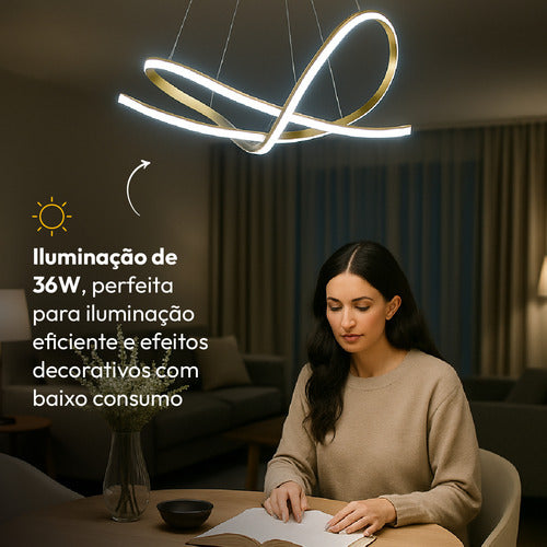 Pendente Led Eva 36w Com Seleção de temperatura Quente/Neutro/Frio Dourado Cod: 589098072 Avant
