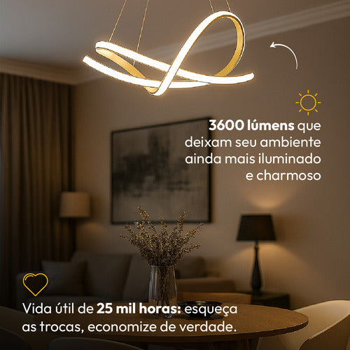 Pendente Led Eva 36w Com Seleção de temperatura Quente/Neutro/Frio Dourado Cod: 589098072 Avant