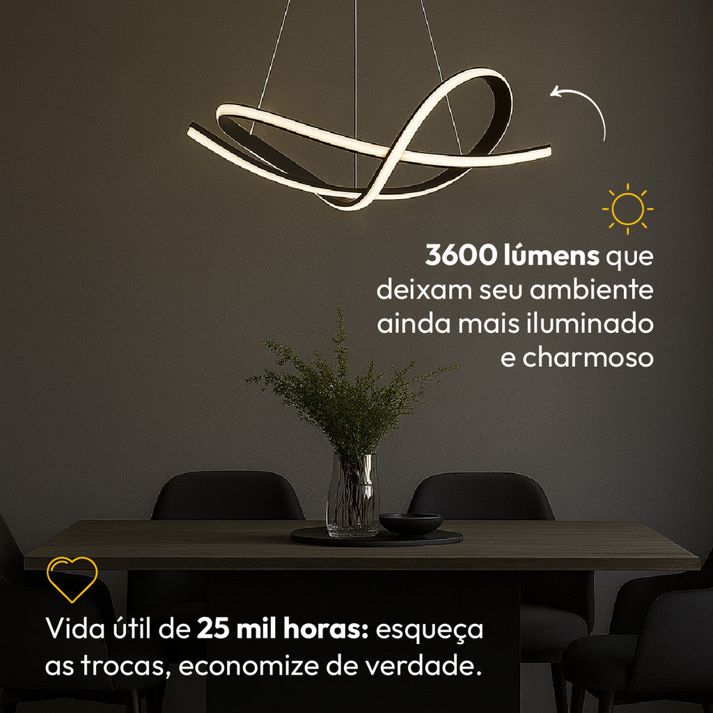 Pendente Led Eva 36w 3 em 1 3000k/6500k IP20 Bivolt Preto Avant