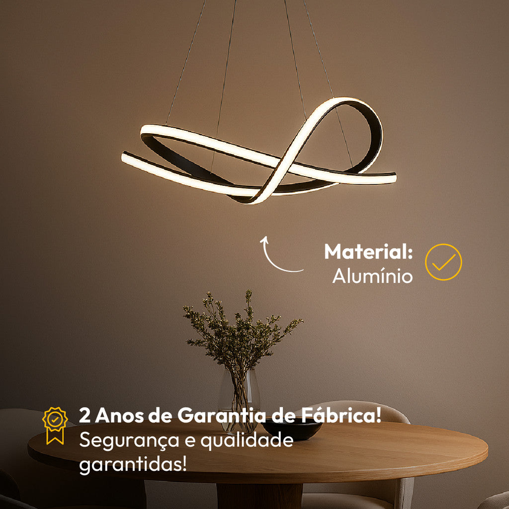 Pendente Led Eva 36w 3 em 1 3000k/6500k IP20 Bivolt Preto Avant