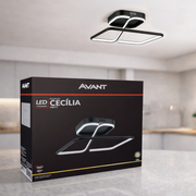 Luminaria led  Plafon Cecilia 48w 3000k Branco Quente 110v/220v Bivolt Preto Cod: 589128076 Avant