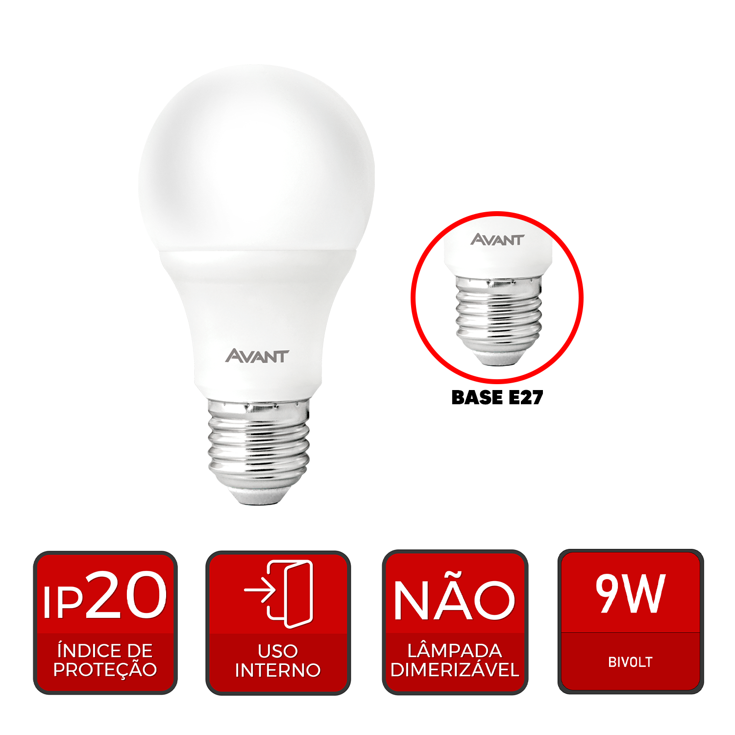 Lâmpada Led Pera 12w 3000k Branco Quente E27 Bivolt IP20 Branco Avant