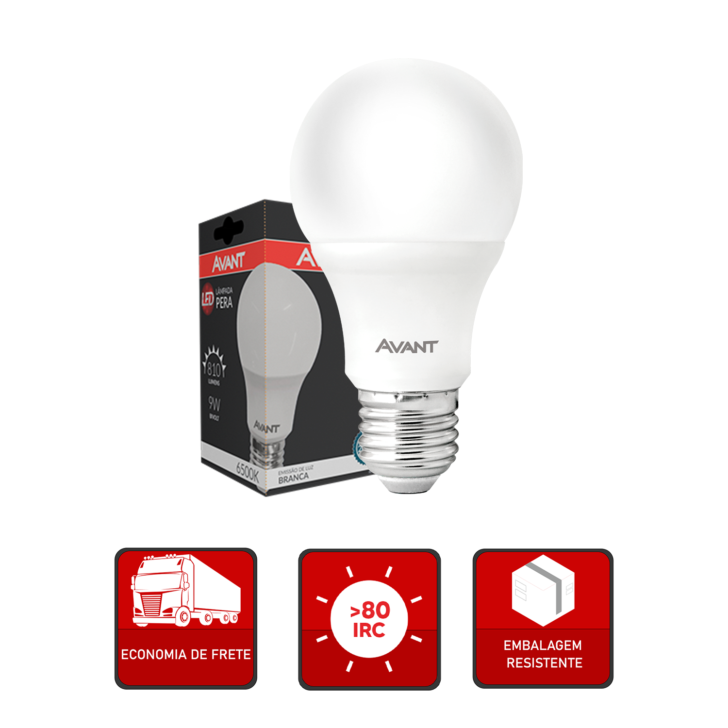 Lâmpada Led Pera 12w 3000k Branco Quente E27 Bivolt IP20 Branco Avant
