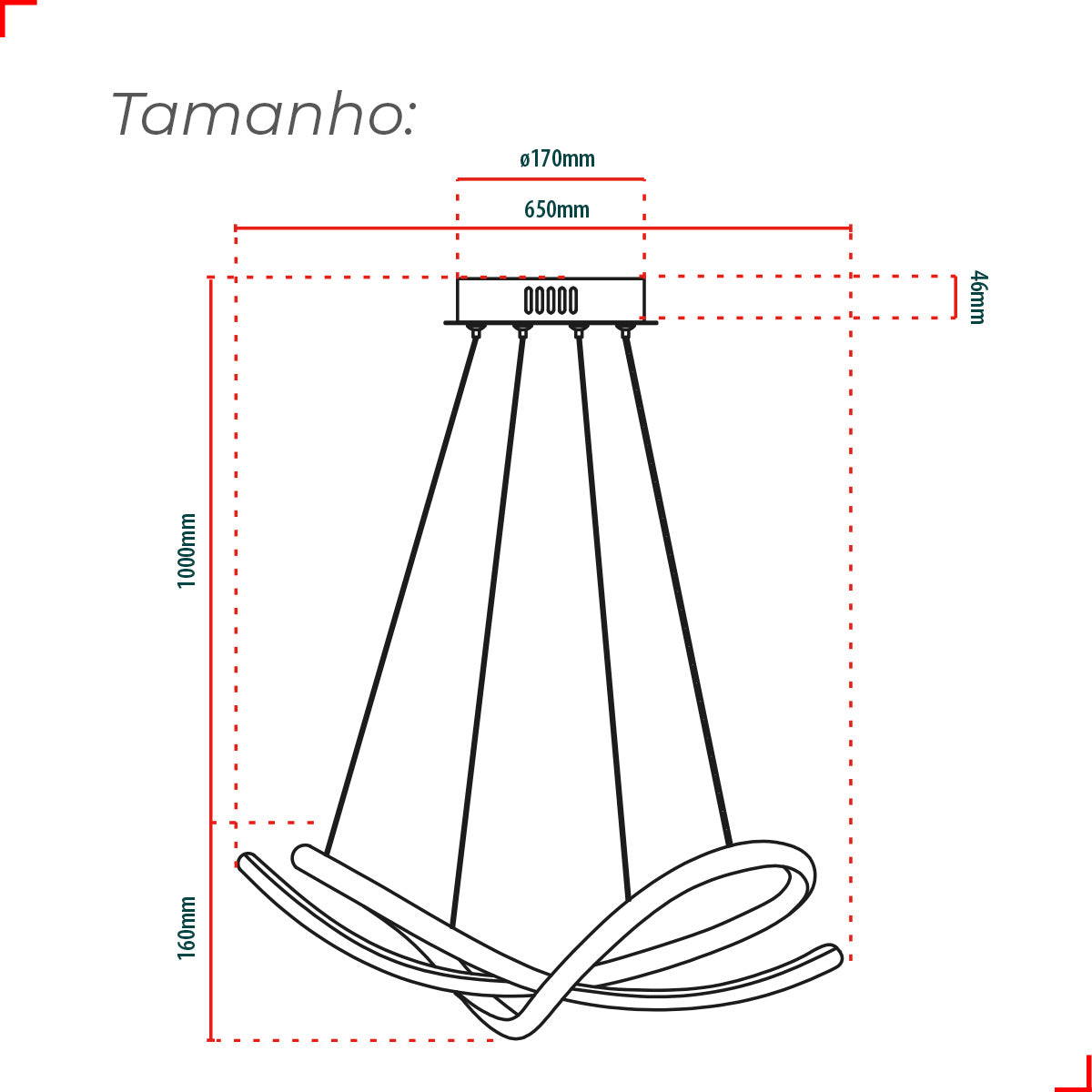 Pendente 50w 3 em 1 Led Maria 3000k/6500k Preto Avant