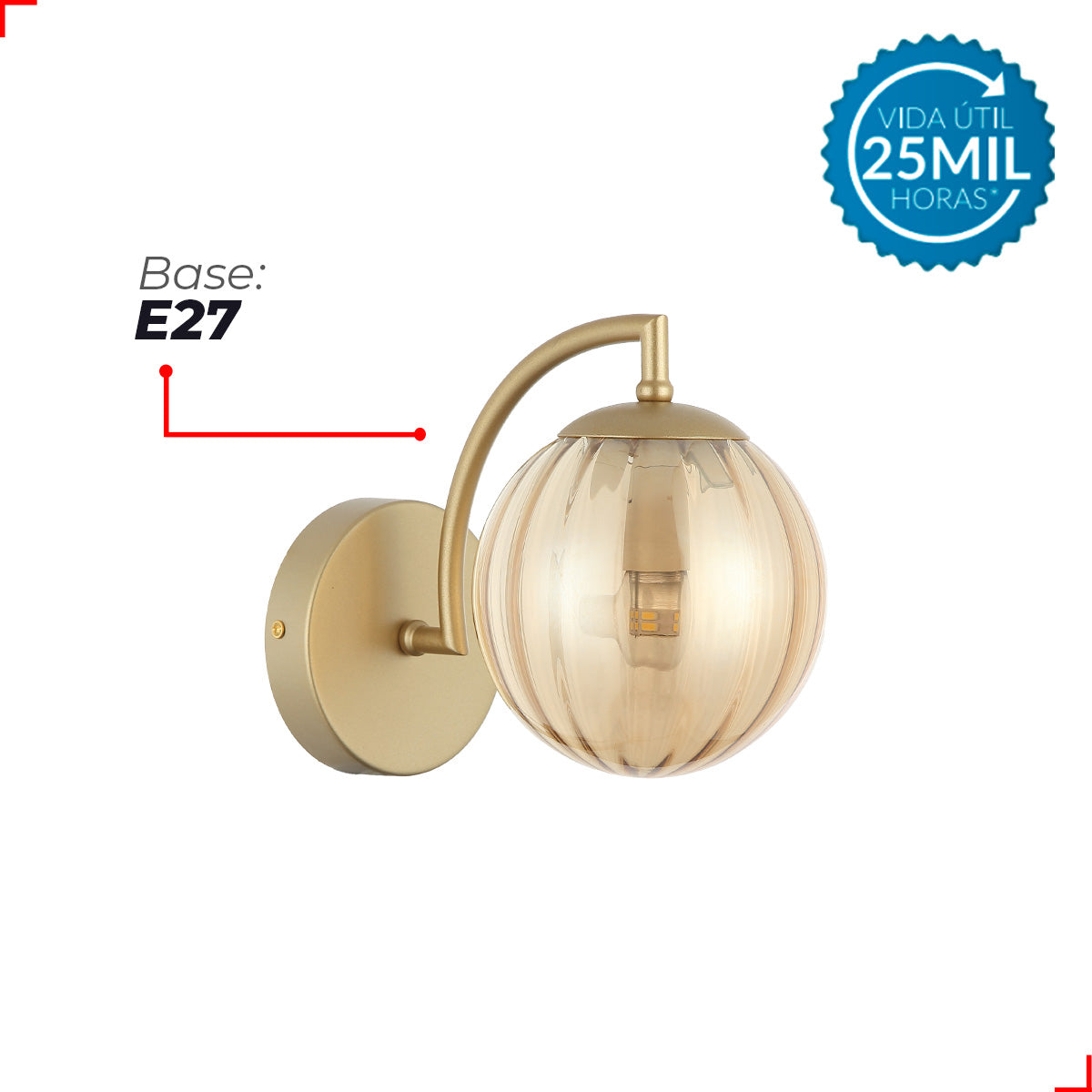 Arandela Led Liz E27 Dourado Bivolt IP20 Avant