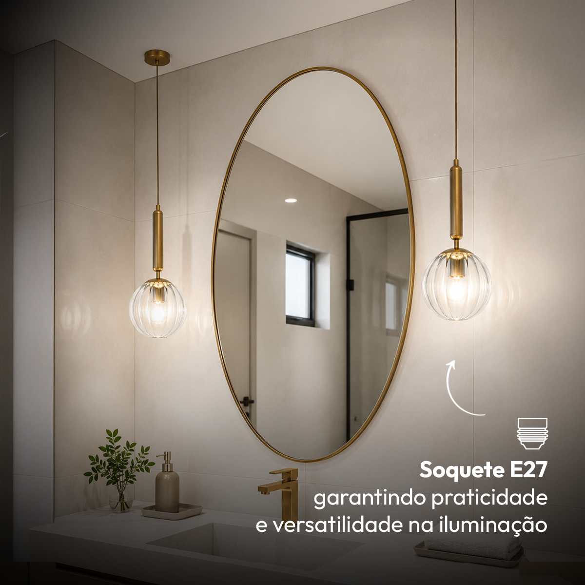 Pendente Led Bruna E27 Bivolt Dourado Avant