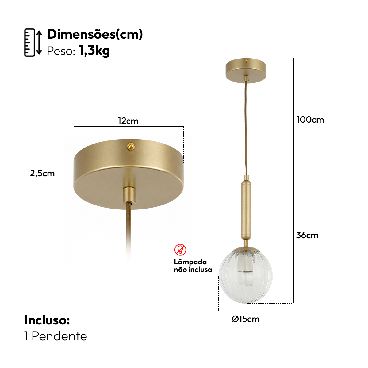 Pendente Led Bruna E27 Bivolt Dourado Avant