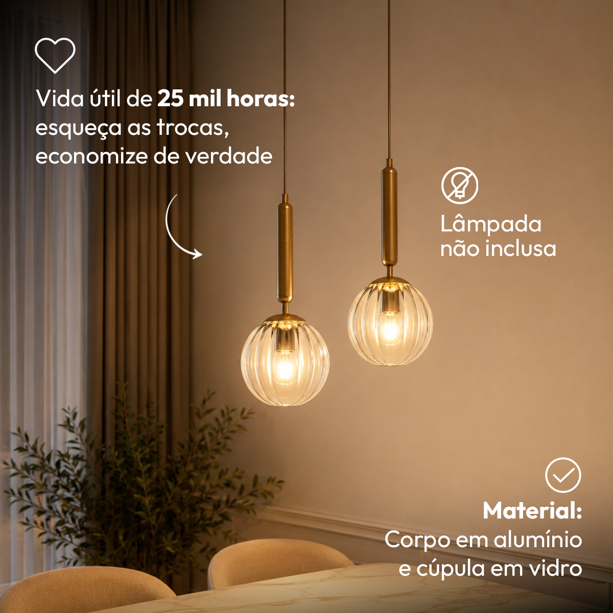 Pendente Led Bruna E27 Bivolt Dourado Avant