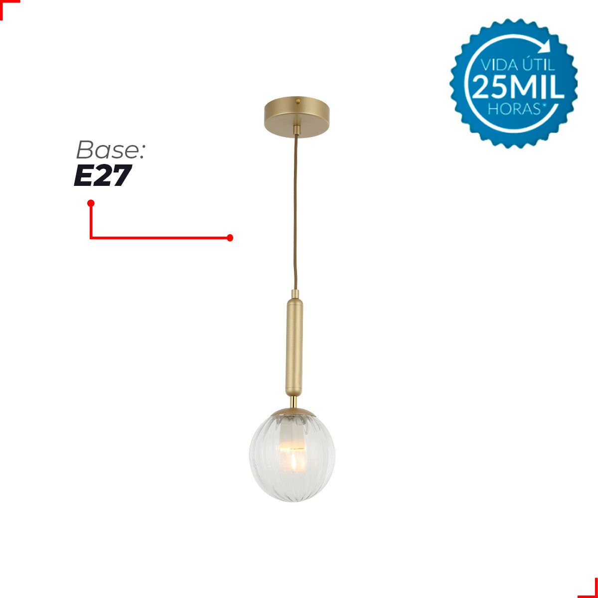 Pendente Led Bruna E27 Bivolt Dourado Avant