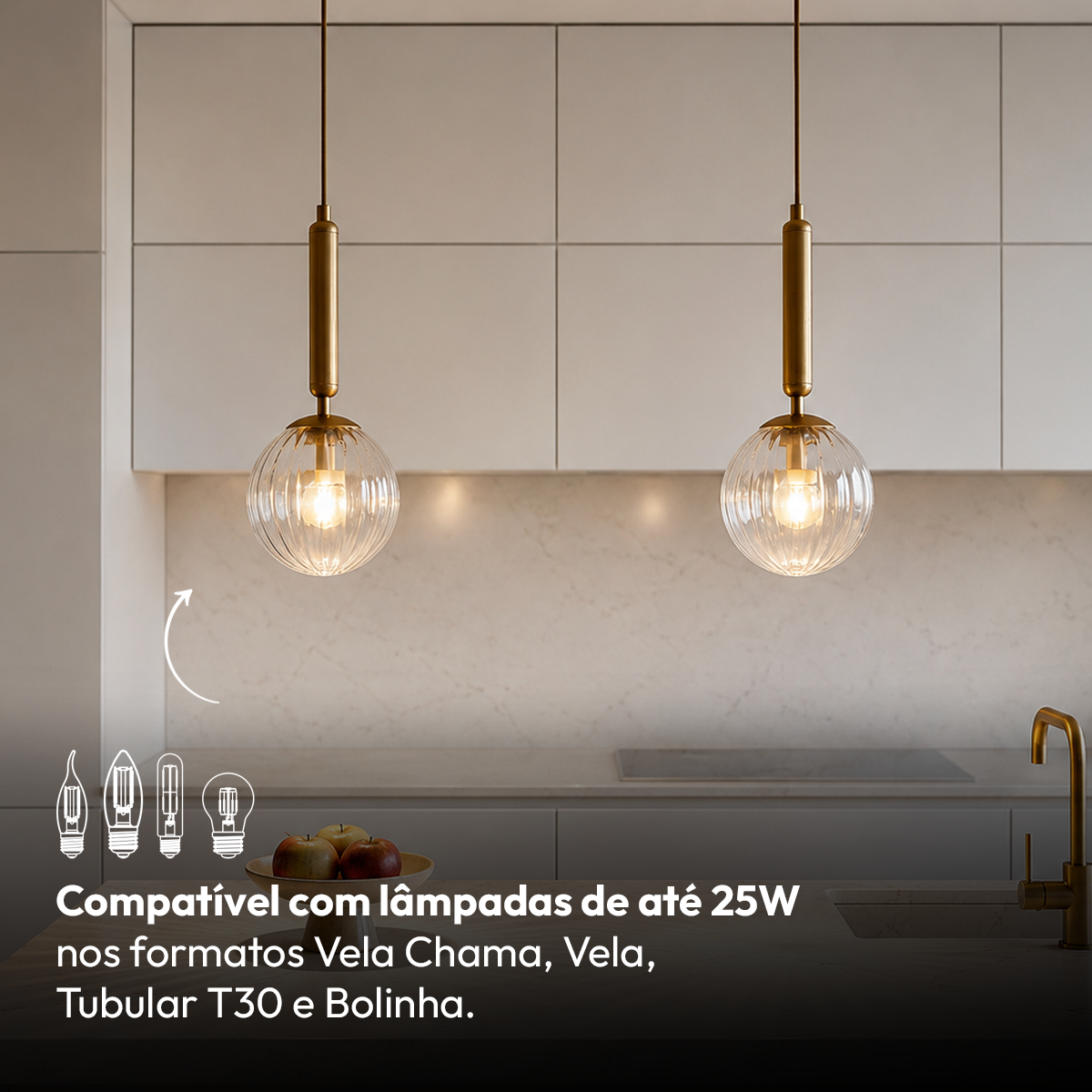 Pendente Led Bruna E27 Bivolt Dourado Avant