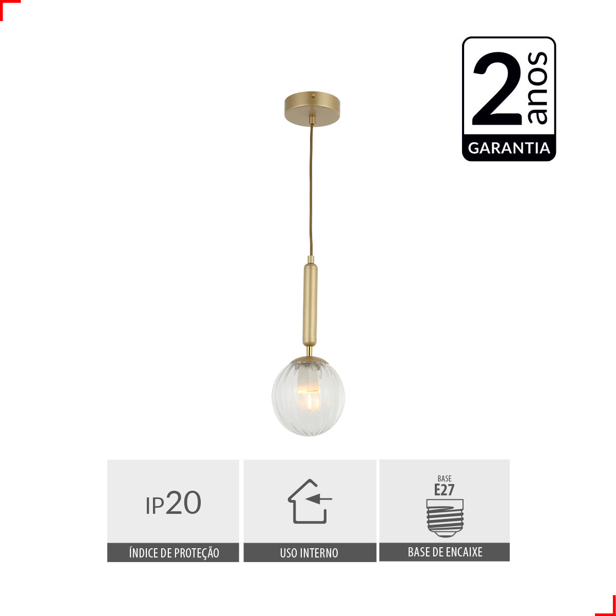 Pendente Led Bruna E27 Bivolt Dourado Avant