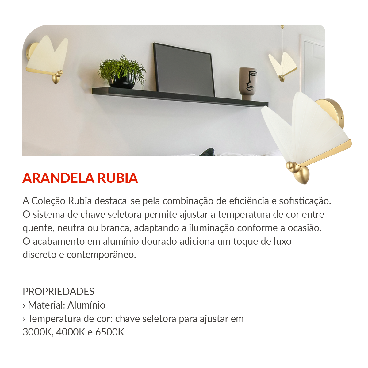 Arandela Led Rubia 6w 6500k 110v/220v Dourado Avant