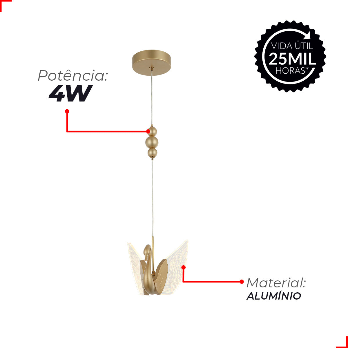 Pendente Led Nicole 4w 3000k A 6500k Avant