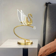 Luminária De Mesa Cisne Led 4w Avant Bivolt | Abajur Dourado Para Quarto, Sala Ou Escritório Branco 5v
