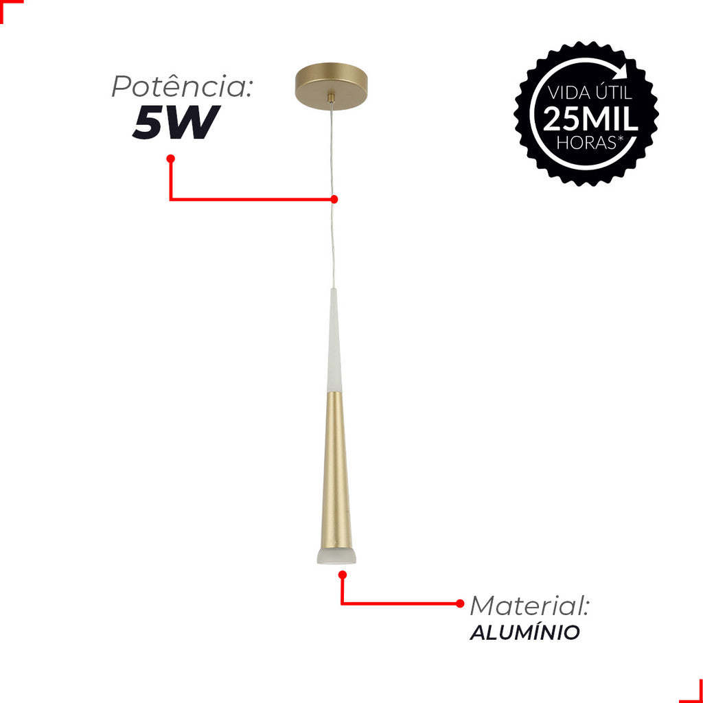 Pendente Led Dani Aluminio 5W 3000k a 6500k Avant