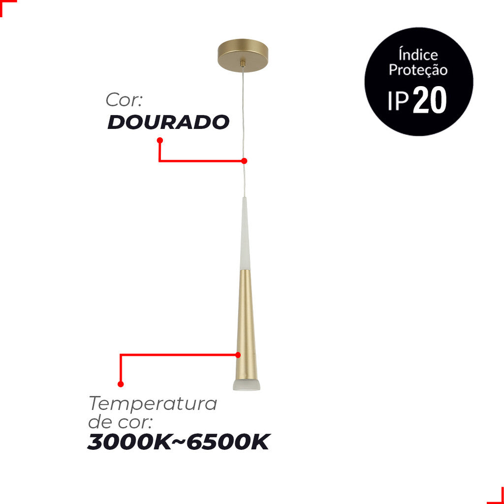 Pendente Led Dani Aluminio 5W 3000k a 6500k Avant