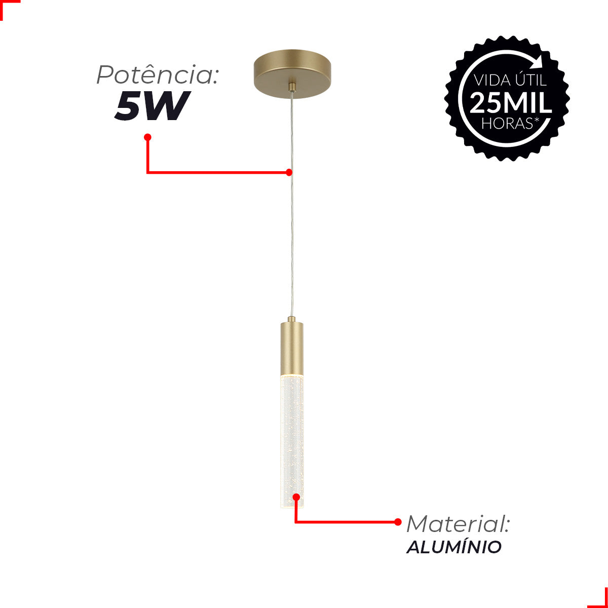 Pendente Led Milena 5w 3000k/6500k Avant