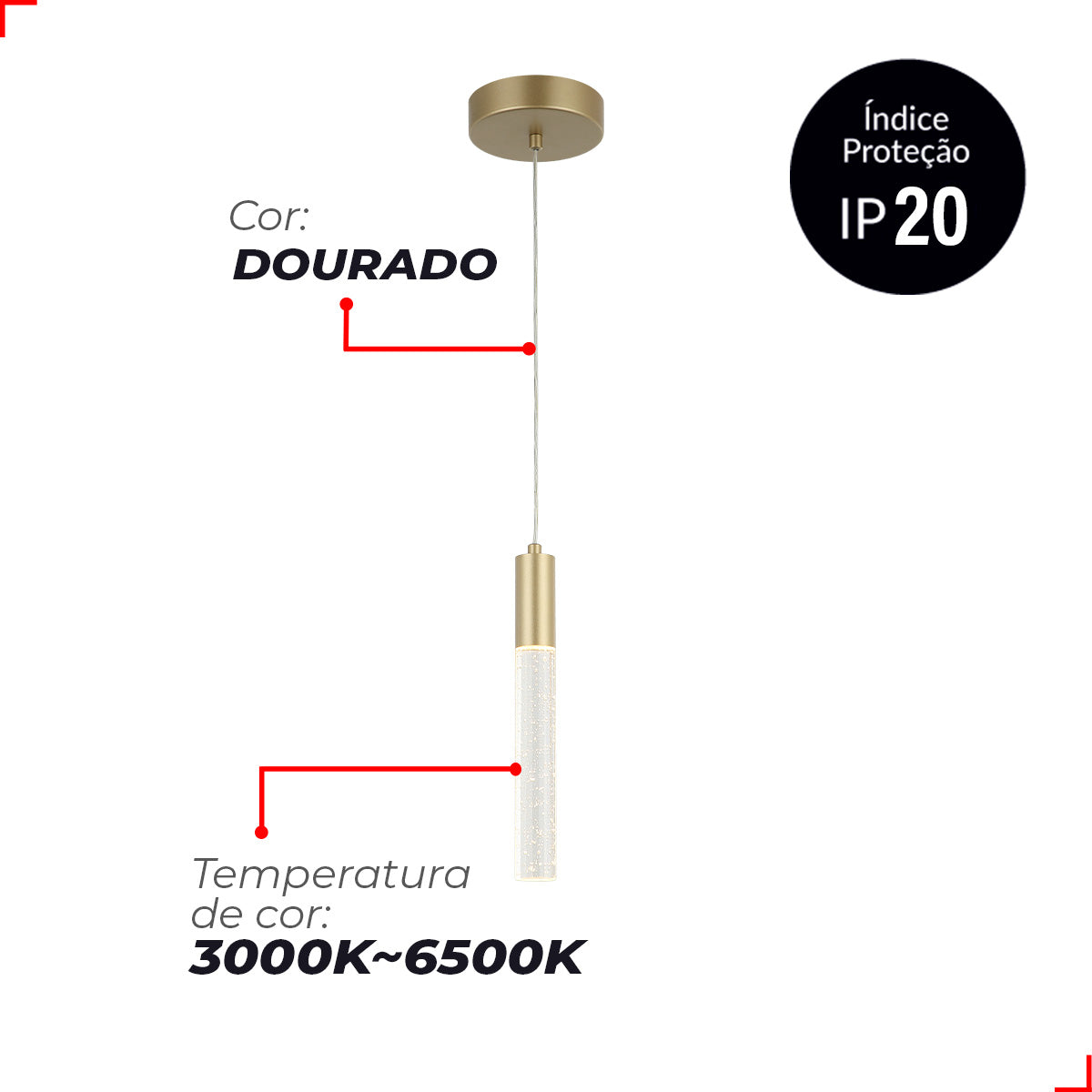 Pendente Led Milena 5w 3000k/6500k Avant