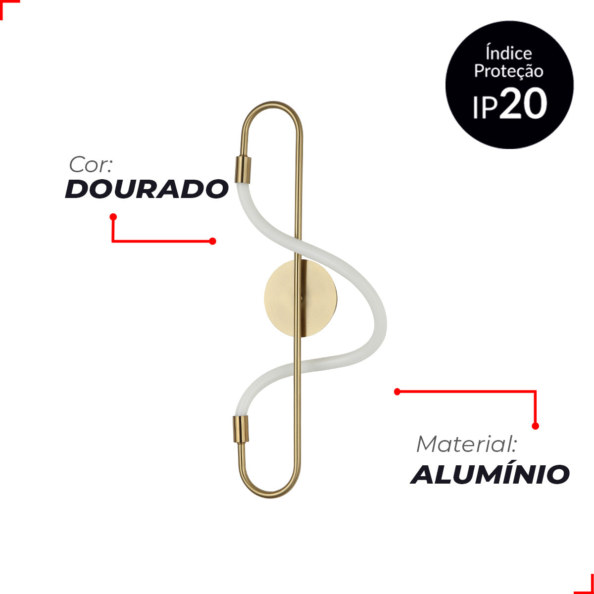 Arandela Led Marina 15w 3000k/6500k IP20 Bivolt Dourado Alut