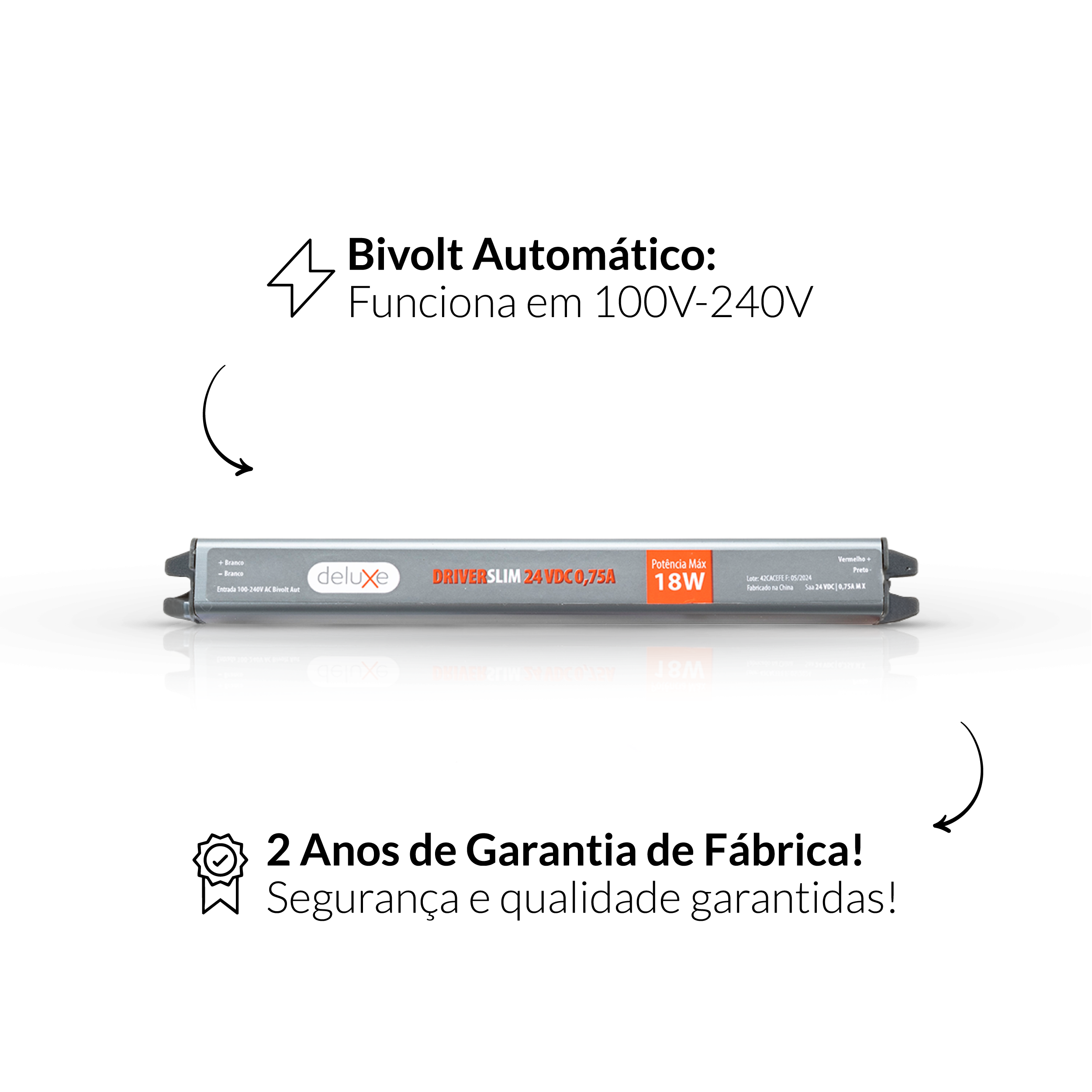 Fonte driver Slim 18w 0.75a 24v IP20 Bivolt Avant