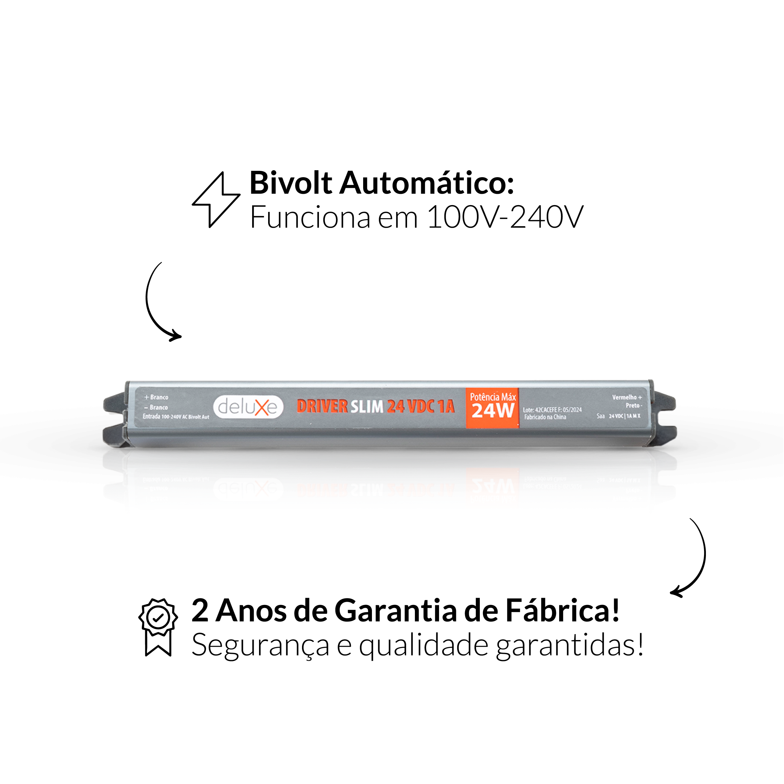Fonte driver Slim 24w 1a 24v IP20 Bivolt Avant