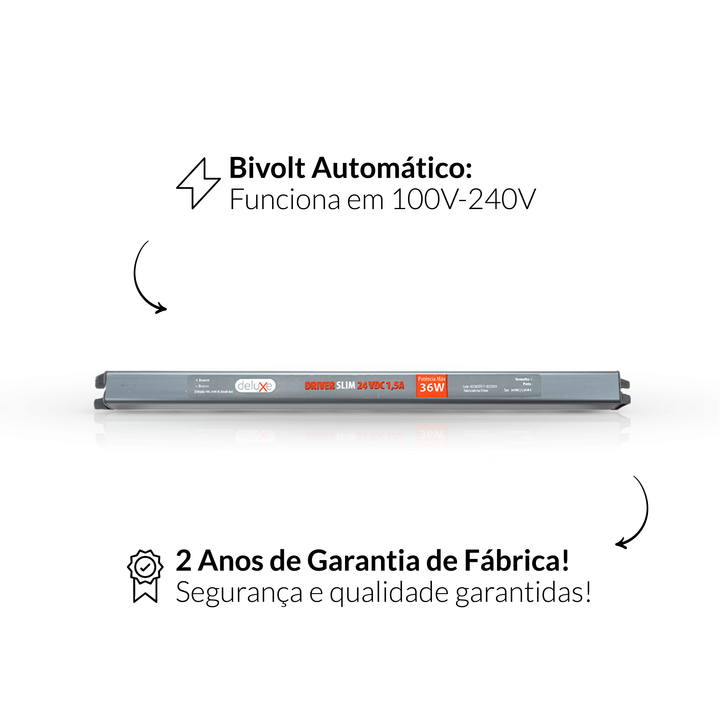 Fonte driver Slim 36w 1.5a 24v IP20 Bivolt Avant