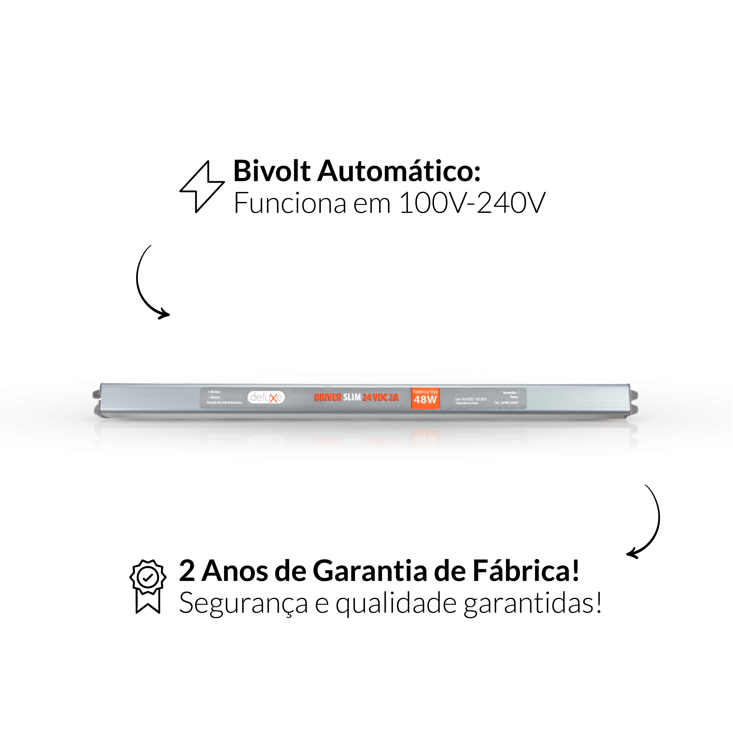 Fonte driver Slim 48w 2a 24v IP20 Bivolt Avant