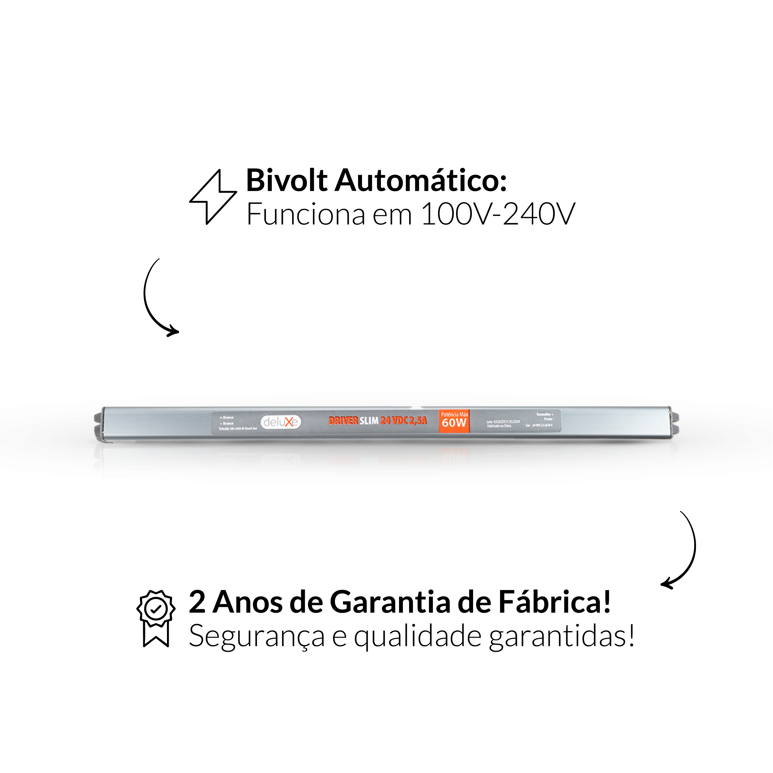 Fonte driver Slim 60w 2.5a 24v IP20 Bivolt Avant