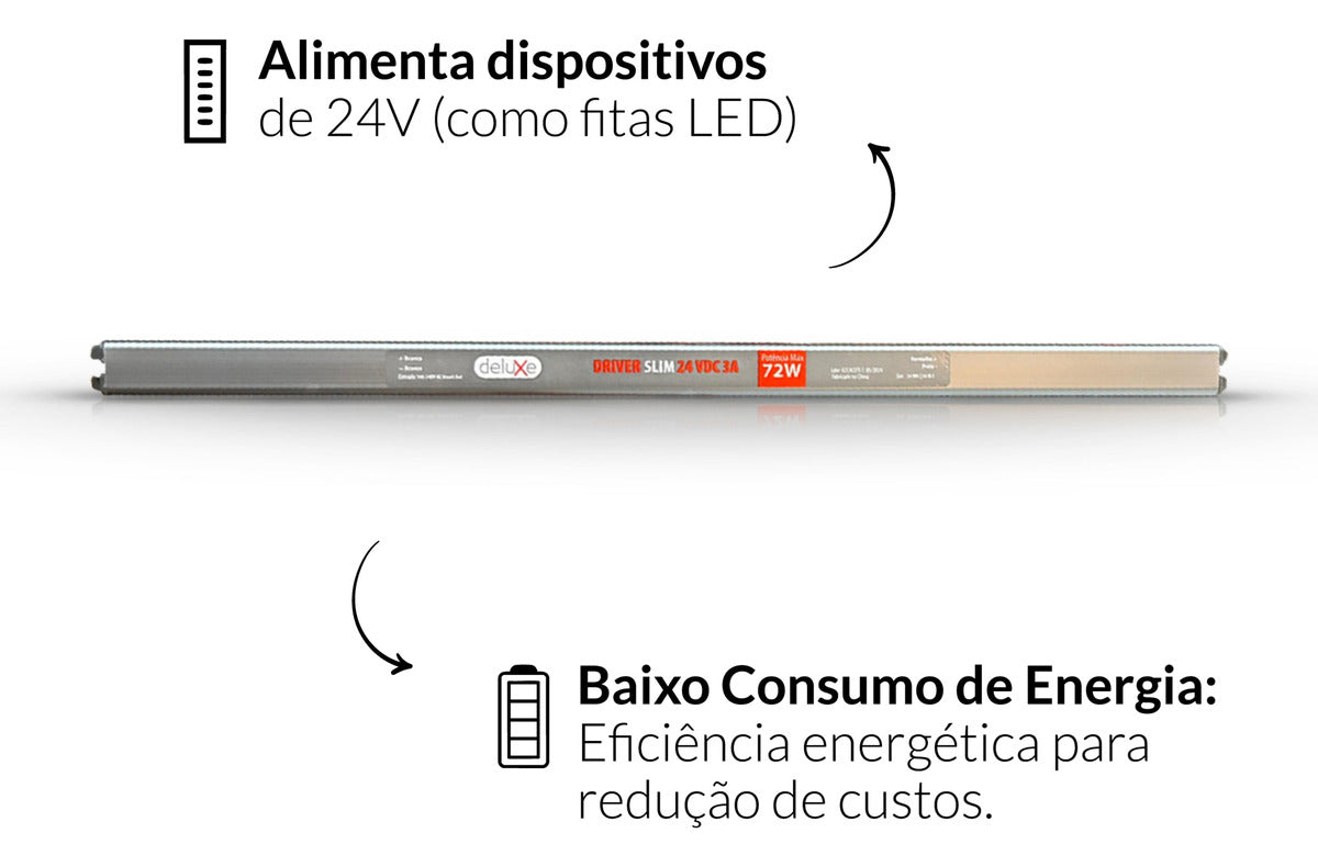 Fonte Driver Slim 72w 3a 24v IP20 Bivolt Avant