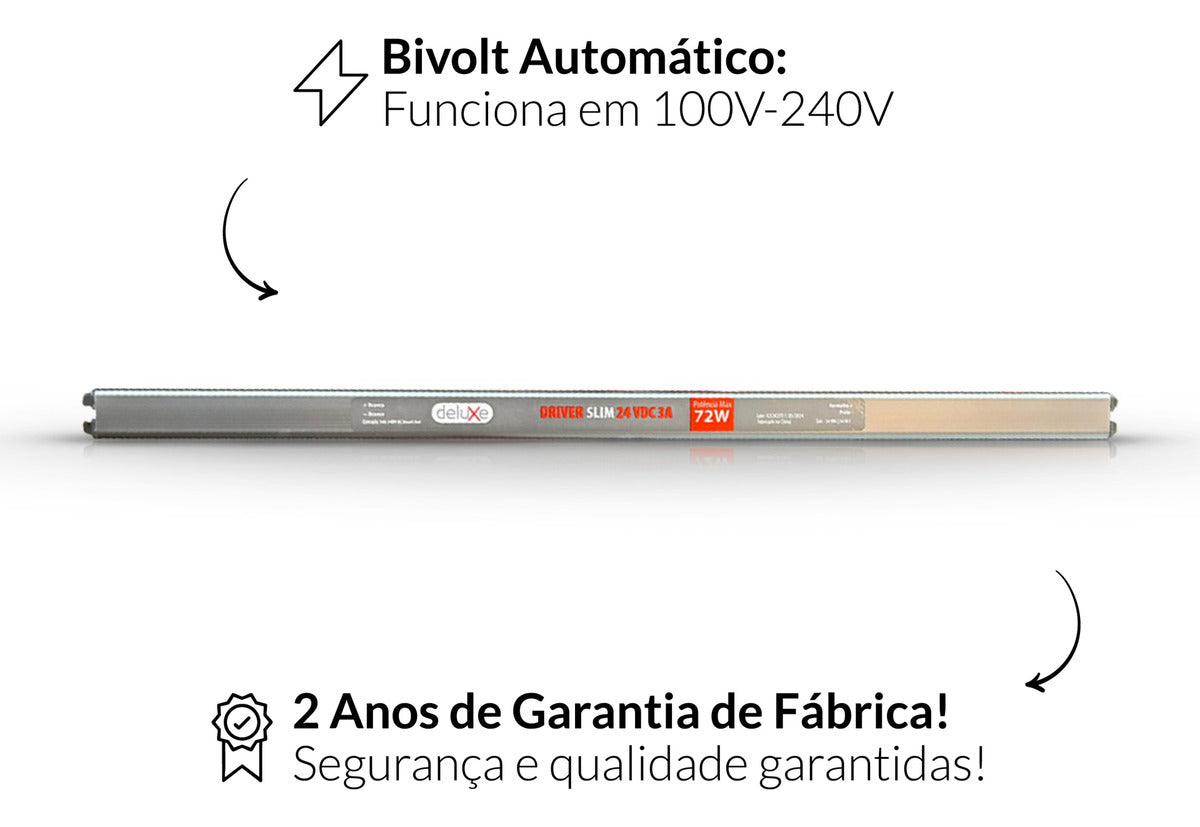 Fonte Driver Slim 72w 3a 24v IP20 Bivolt Avant