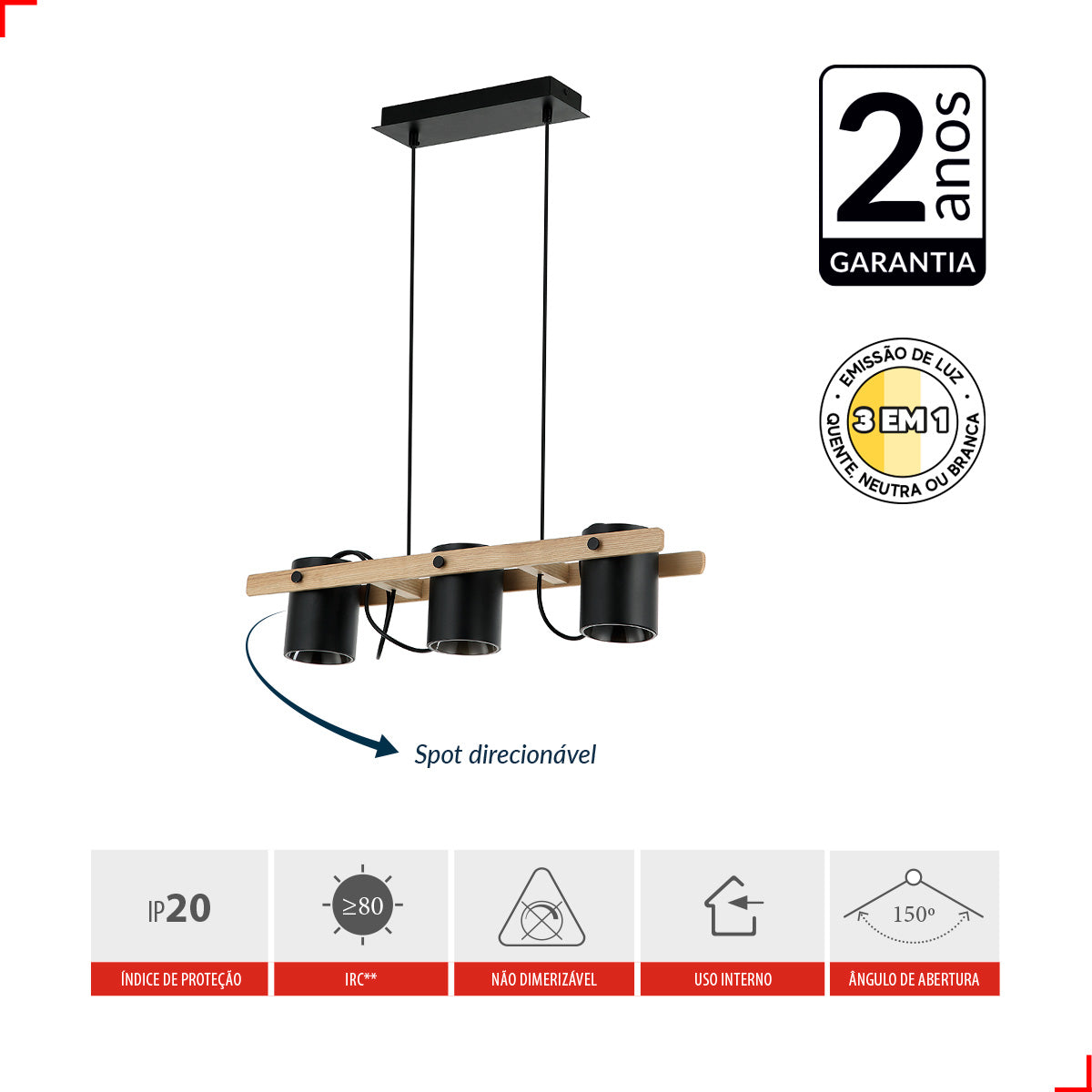Pendente Led Kavas Focus Round 12w 2700k/6500k Preto Avant