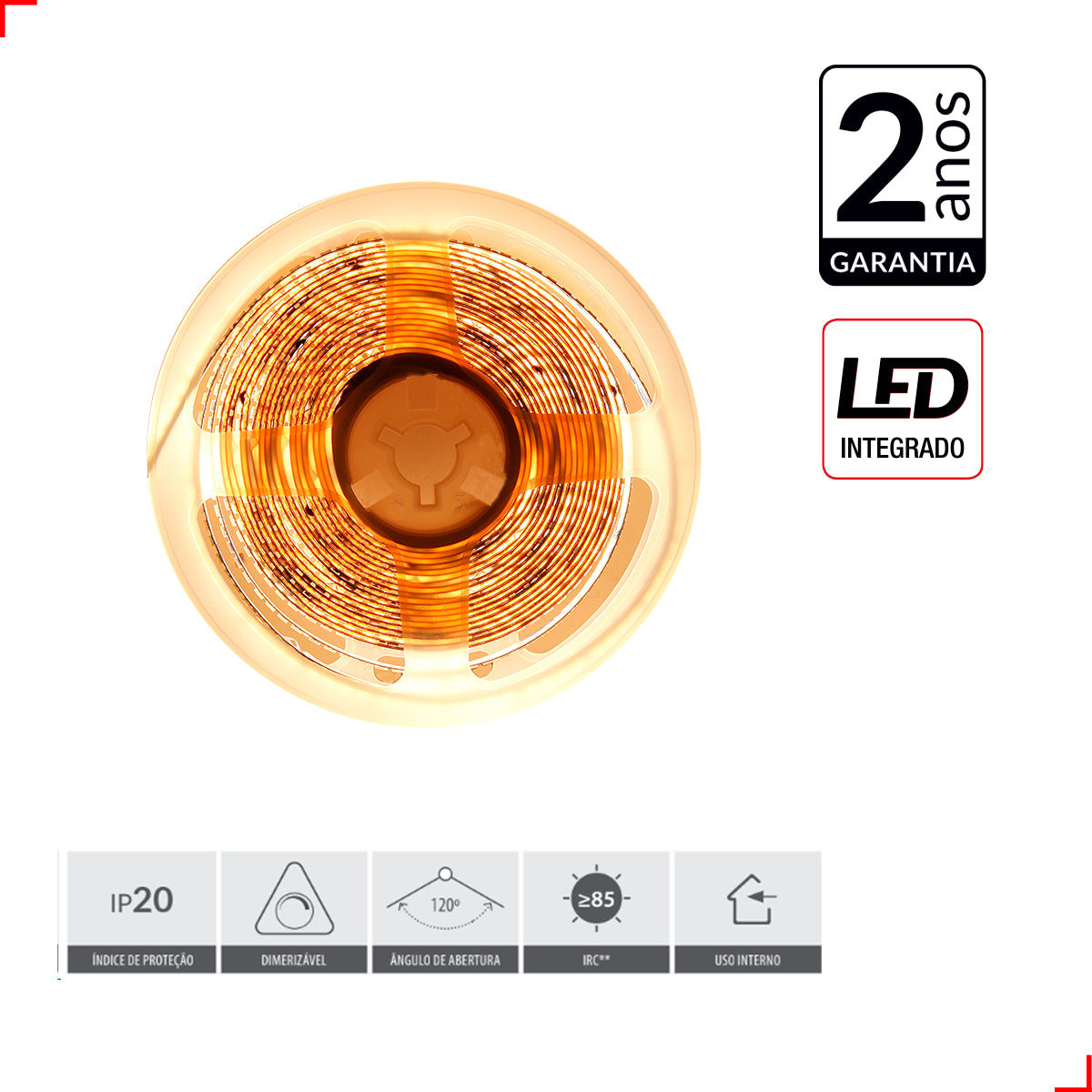 Fita Led Risque Trio 40w 3000k Branco Quente 5 Metros 24v Ip20 540 Leds/m Cod: 297020543 Deluxe By Avant
