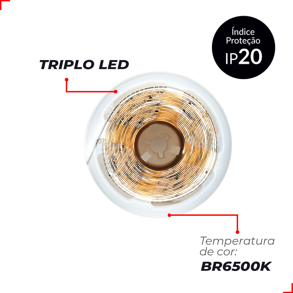 Fita Led Risque Trio 40w 6500k Branco Frio 5 Metros 24v Ip20 540 Leds/m Cod: 297041340 Deluxe By Avant
