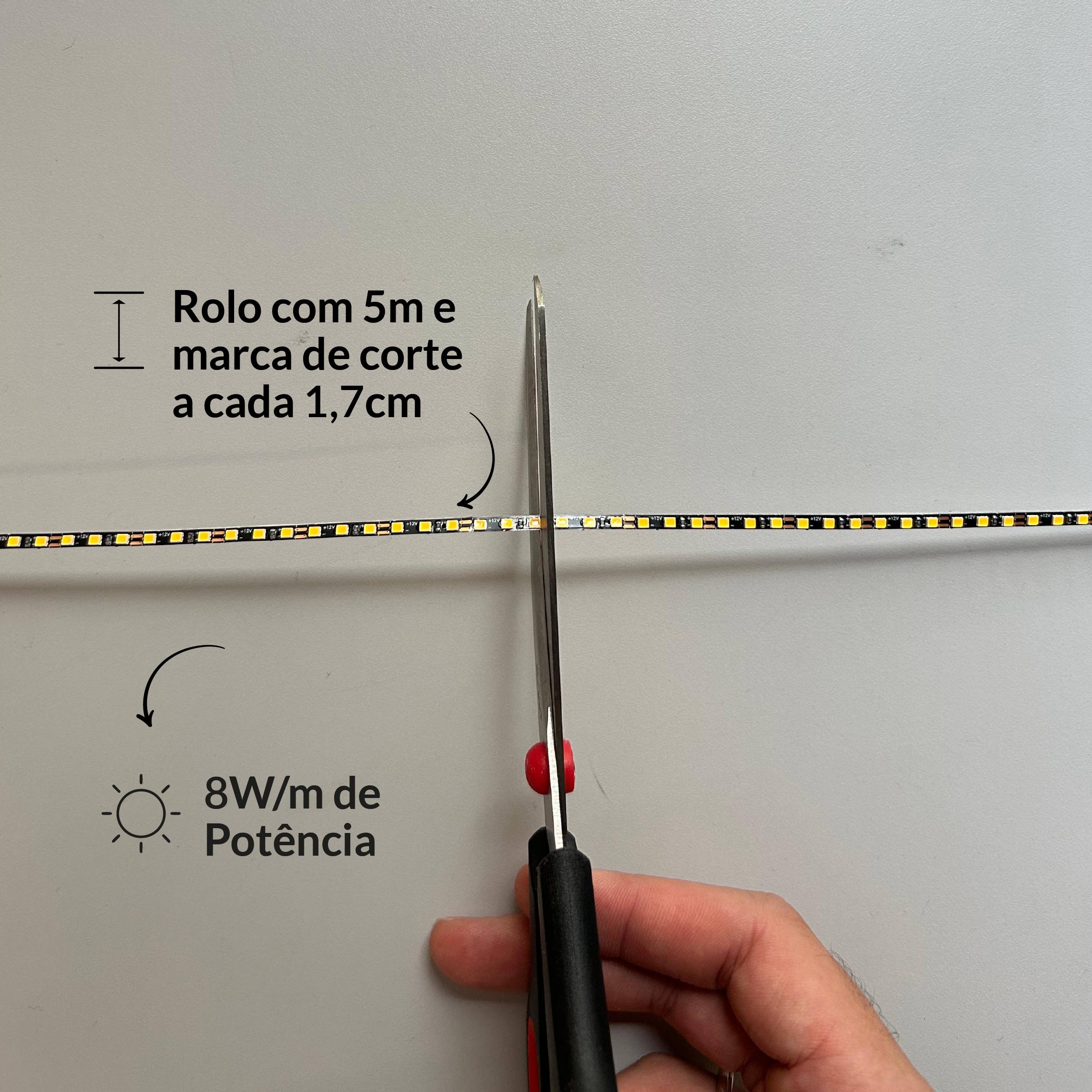 Fita Led Risqué Slim 8w 3000k Branco Quente 960lm IP20 12v Preto Avant