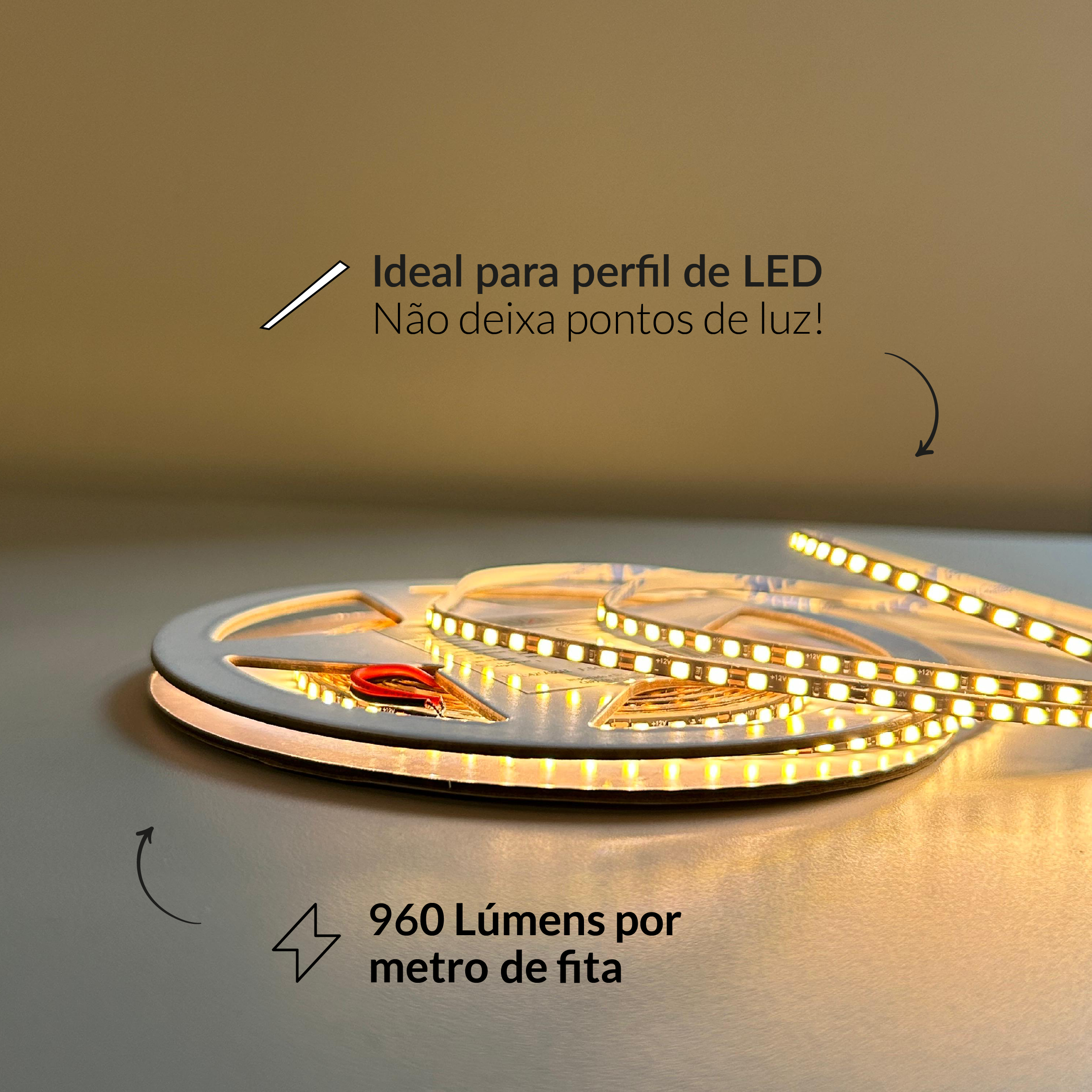 Fita Led Risqué Slim 8w 3000k Branco Quente 960lm IP20 12v Preto Avant