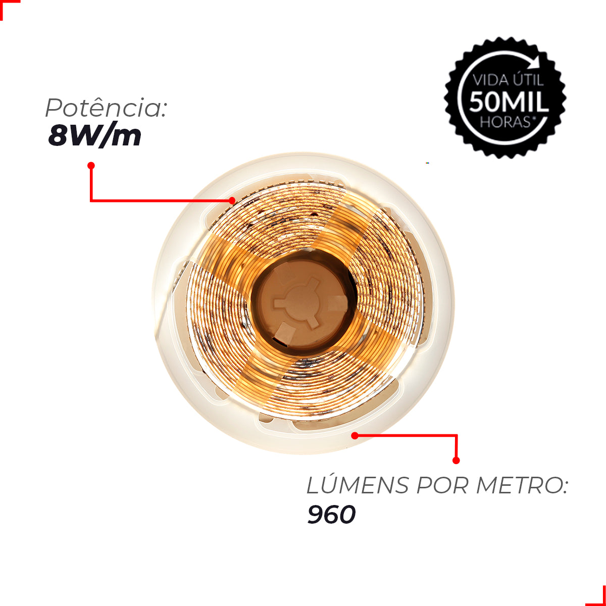 Fita Led Risqué Slim 8w 4000k Branco Neutro 960lm IP20 12v Preto Avant