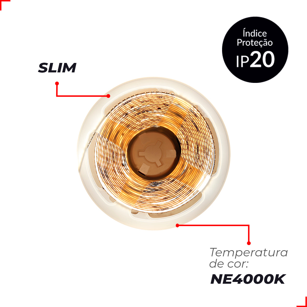 Fita Led Risqué Slim 8w 4000k Branco Neutro 960lm IP20 12v Preto Avant