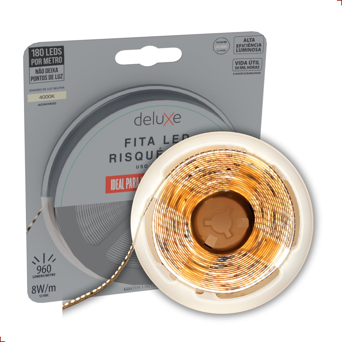 Fita Led Risqué Slim 8w 4000k Branco Neutro 960lm IP20 12v Preto Avant
