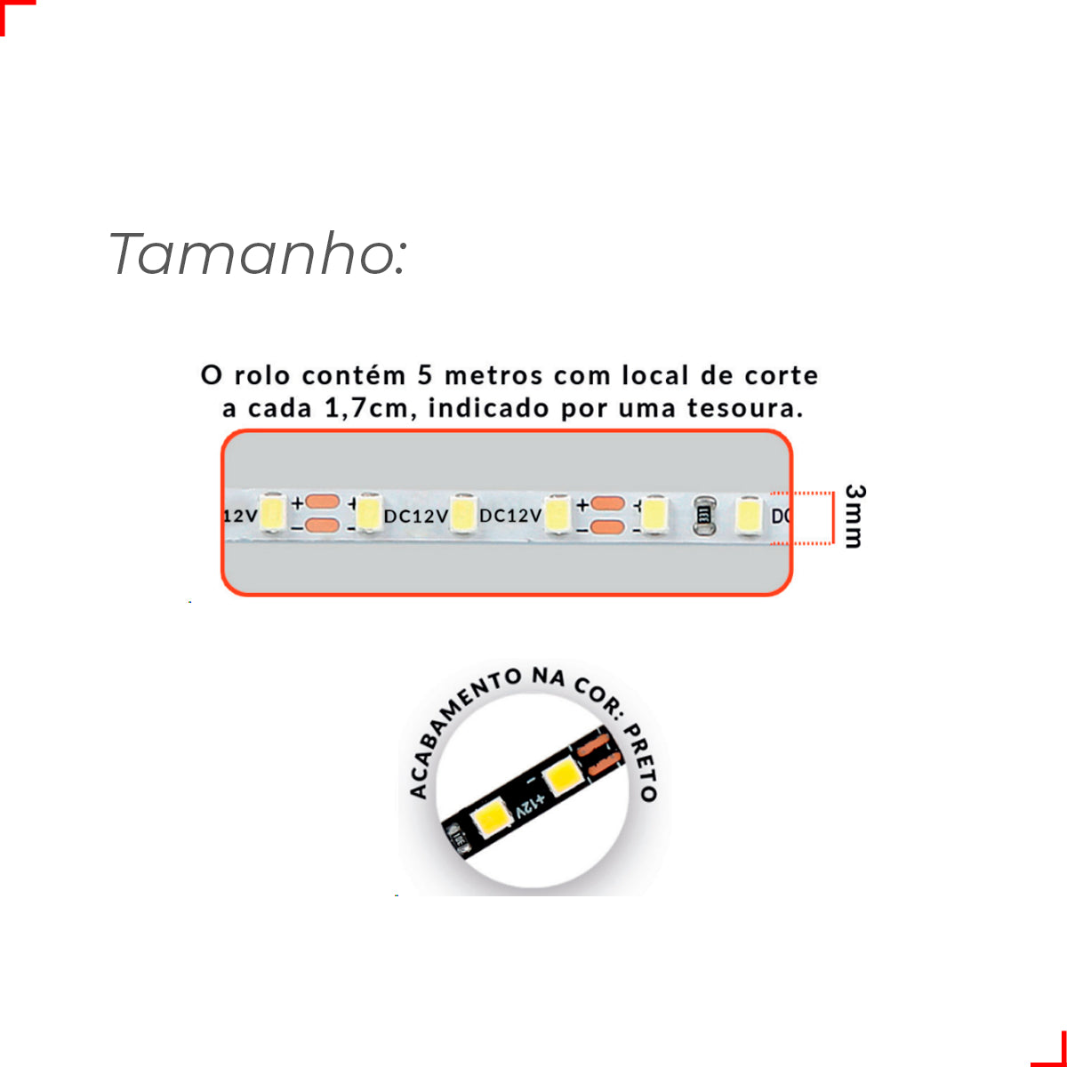 Fita Led Risqué Slim 8w 6500k Branco Frio 960lm IP20 12v Preto Avant