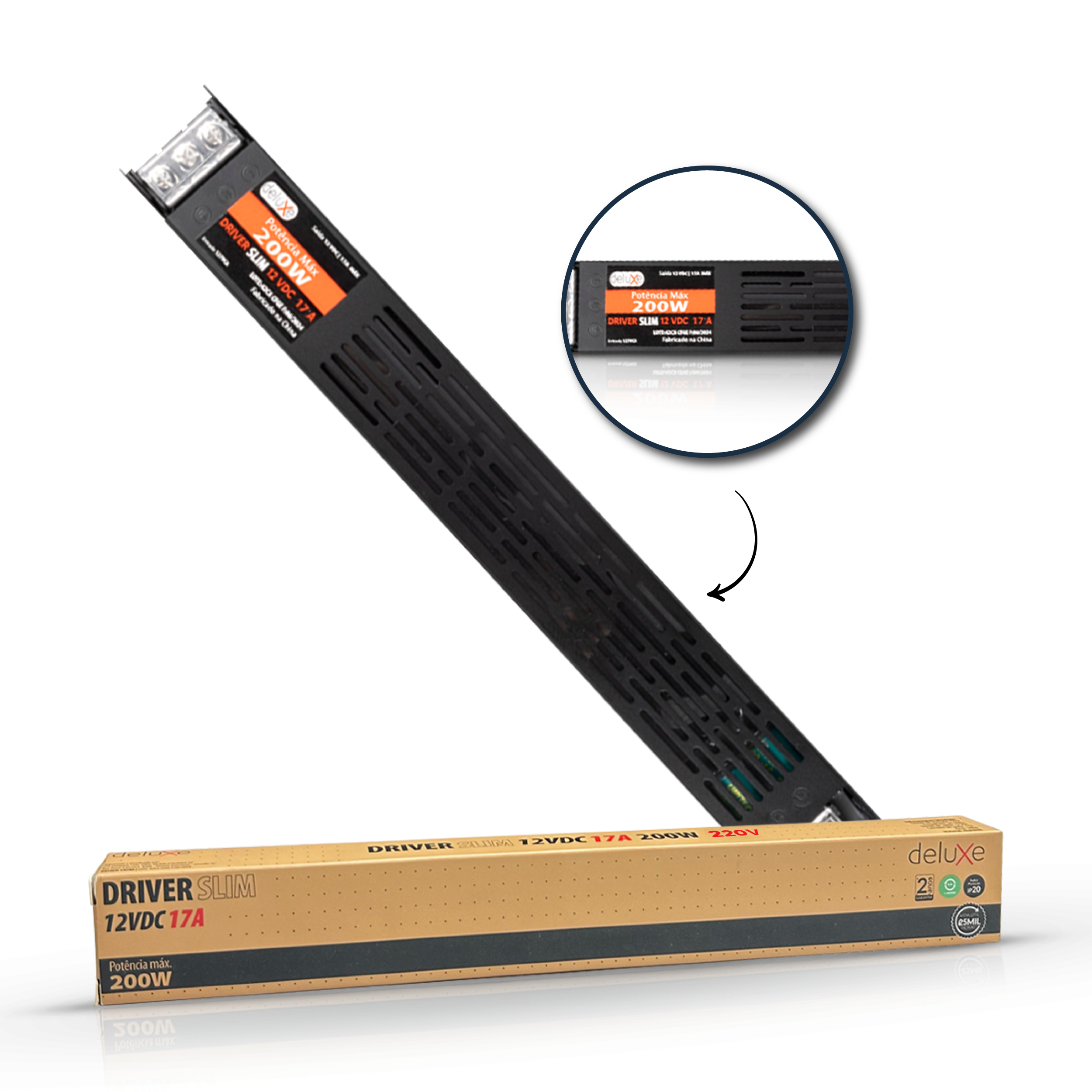 Fonte Driver Slim 200w 17a 12v 220v IP20 220v Avant