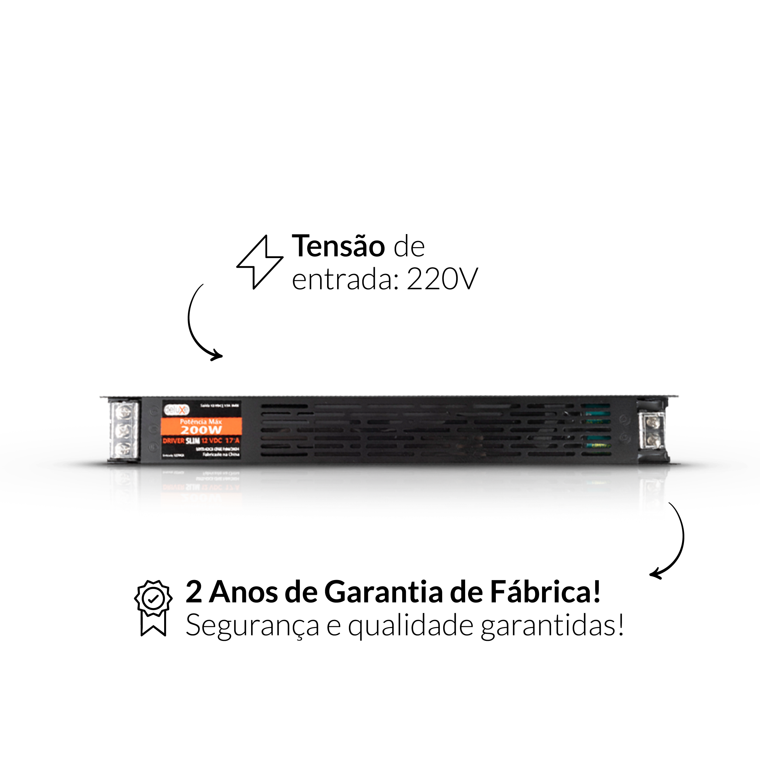 Fonte Driver Slim 200w 17a 12v 220v IP20 220v Avant