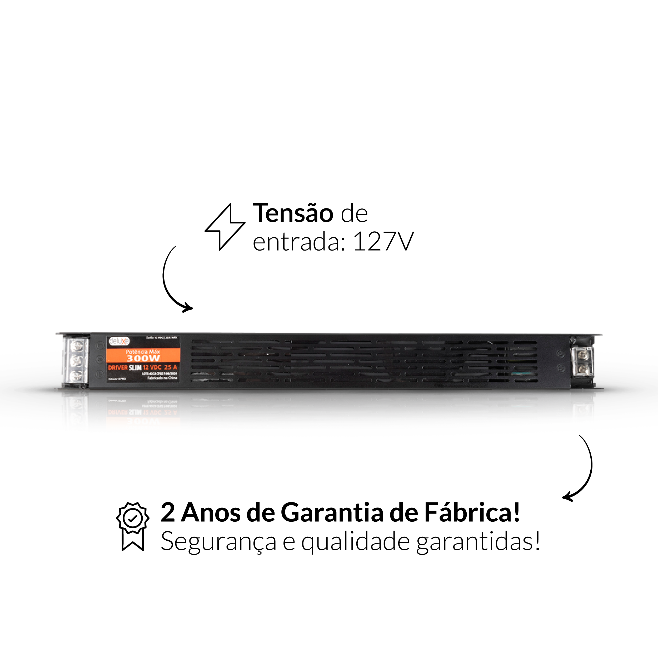 Fonte Driver Slim 300w 25a 12v 127v IP20 127v Avant