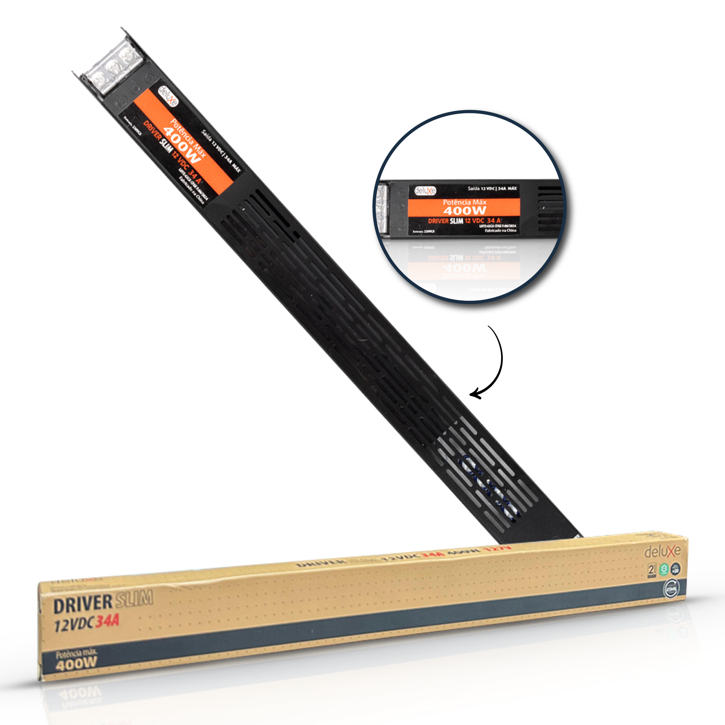 Fonte Driver Slim 400w 34a 12v IP20 127v Avant