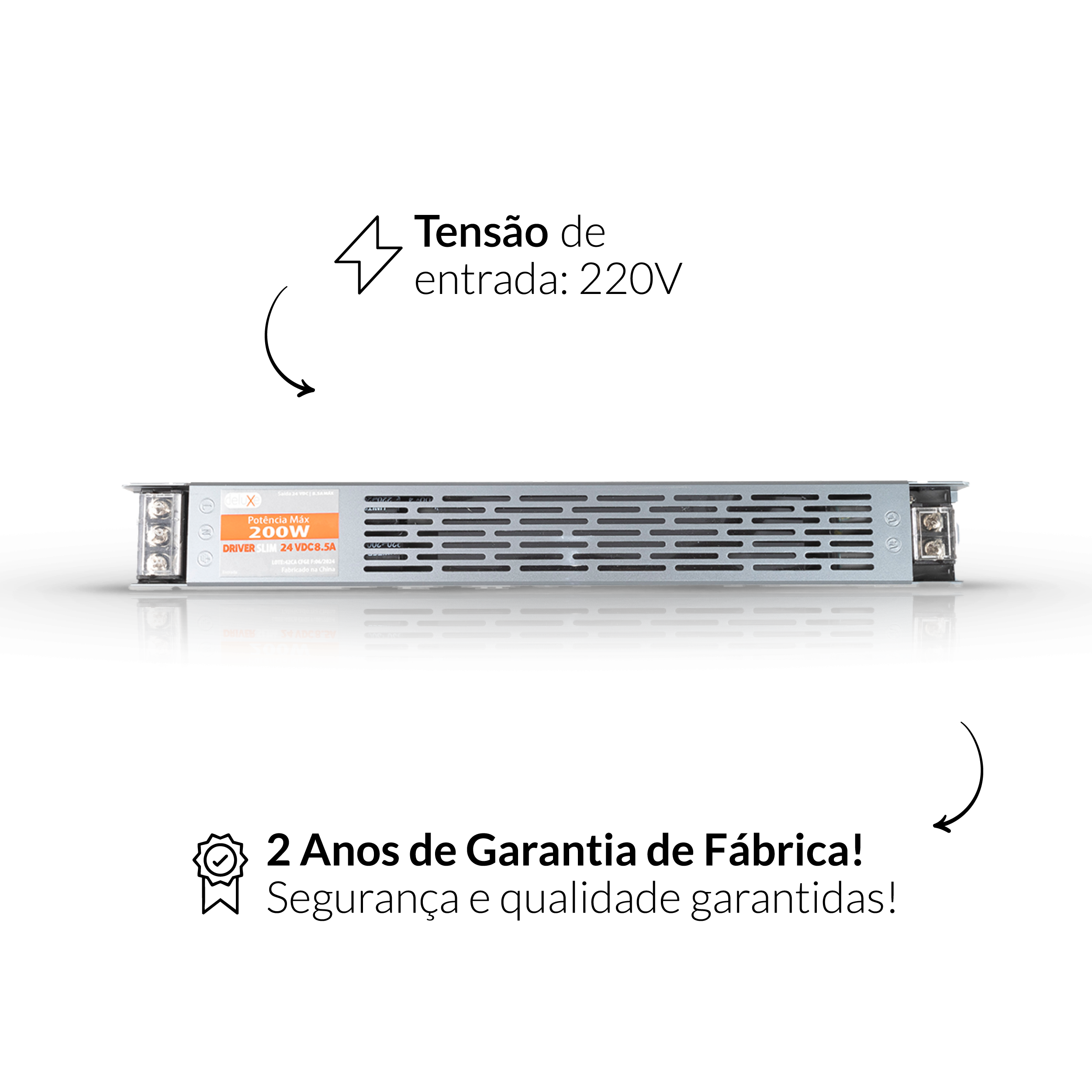 Fonte driver Slim 200w 8,5a 24v IP20 200v Avant