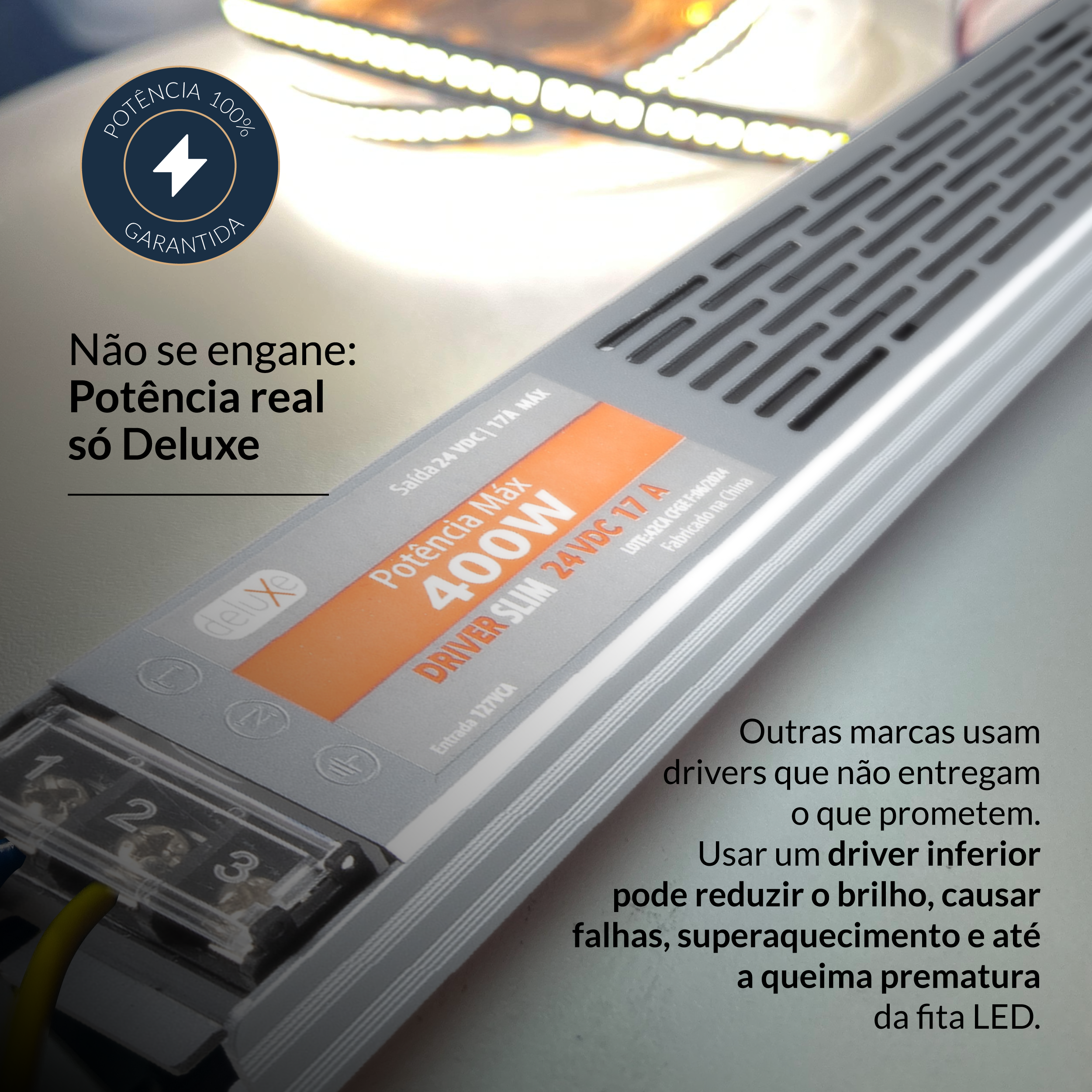 Fonte driver Slim 400w 17a 24v 127v Ip20 Cod: 994260774 Deluxe By Avant