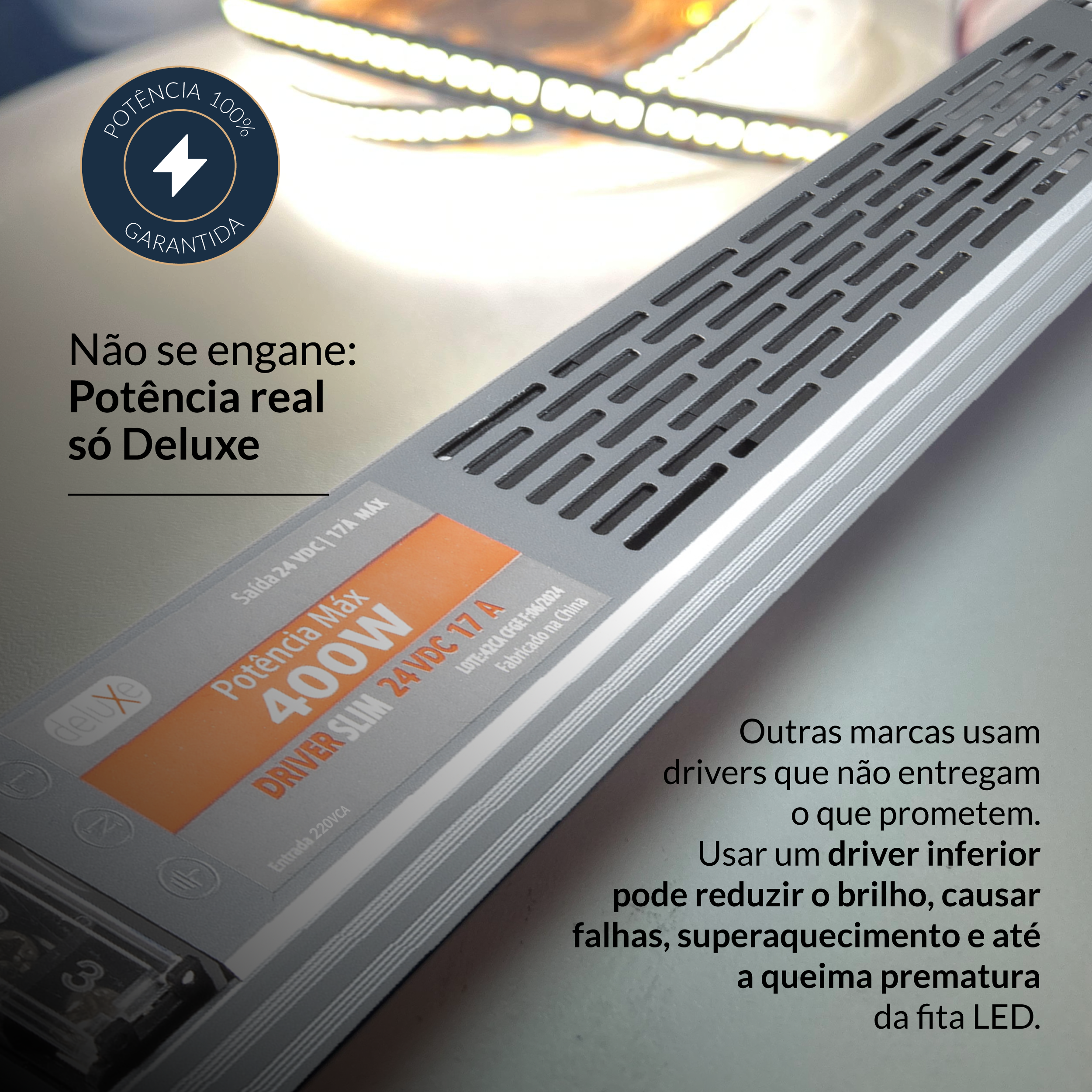 Fonte driver Slim 400w 17a 24v 220v Ip20 Cod: 994260873 Deluxe By Avant