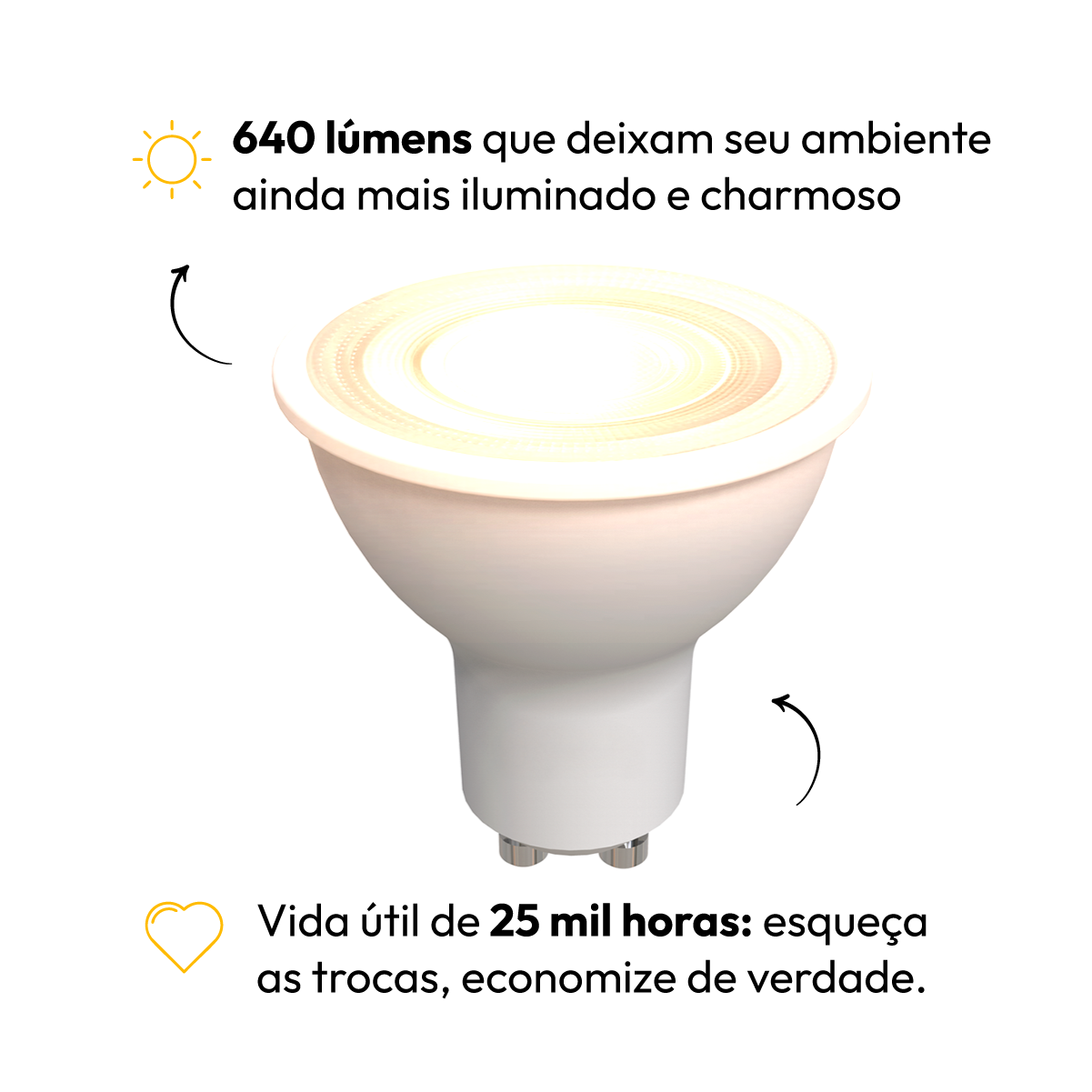 Lâmpada Led Dicróica MR16 8w 2700k Branco Quente GU10 IP20 Bivolt Branco Avant