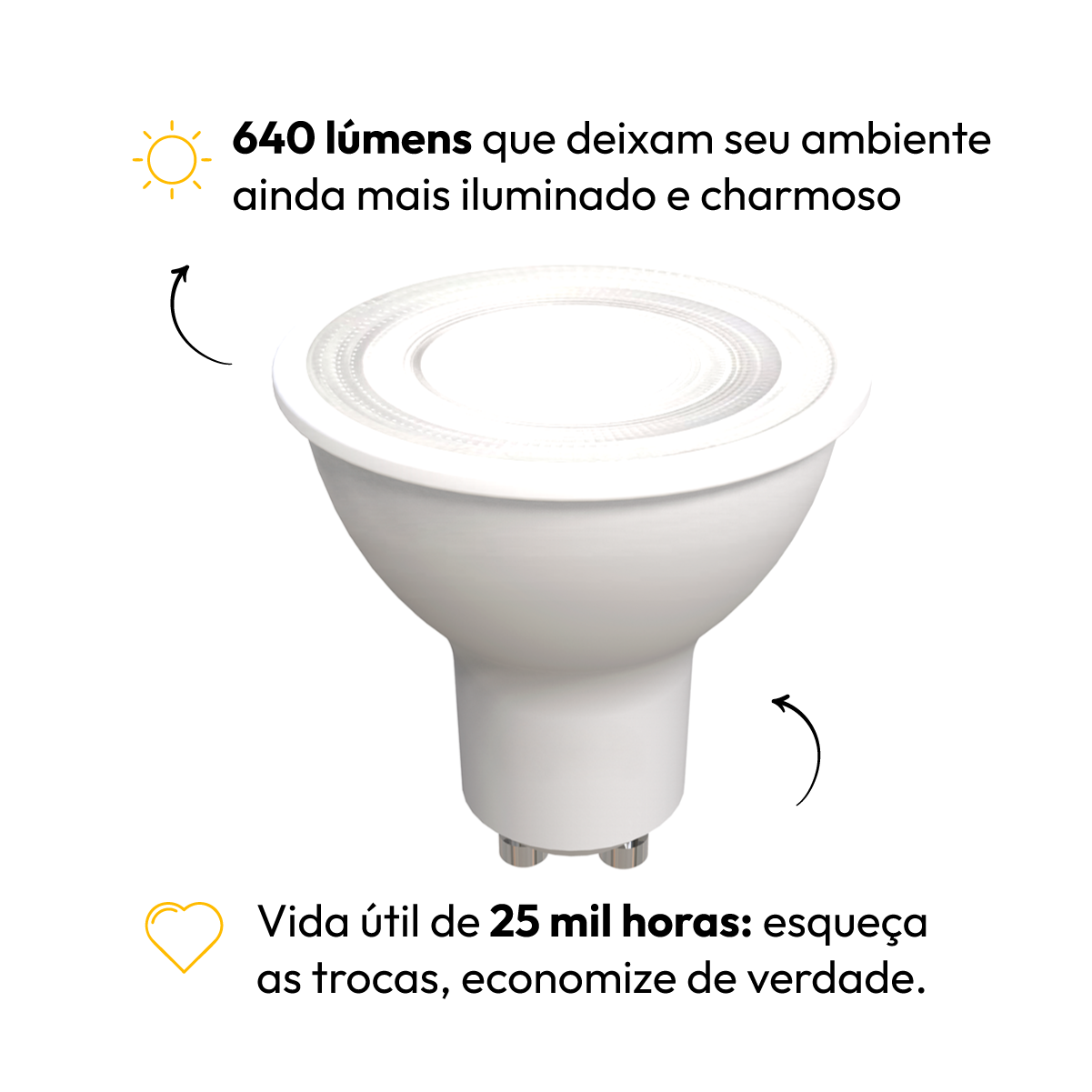 Lâmpada Led Dicróica MR16 8w 4000k Branco Neutro GU10 IP20 Bivolt Branco Avant