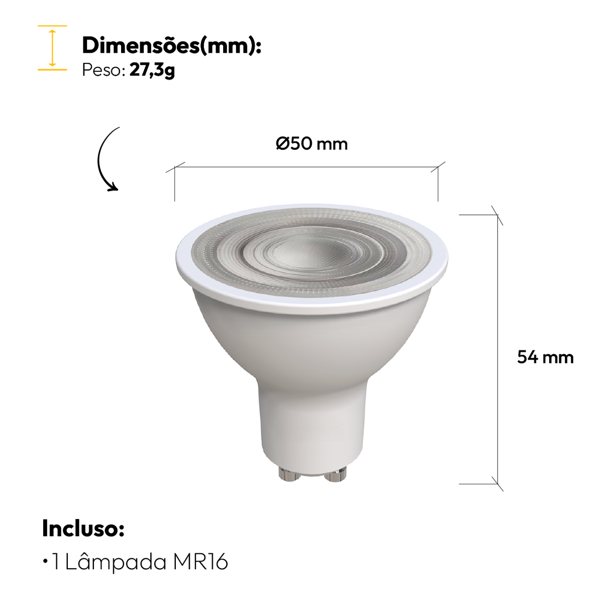 Lâmpada Led Dicróica MR16 8w 4000k Branco Neutro GU10 IP20 Bivolt Branco Avant